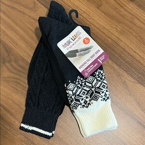 Muk Luks Women's Tall Boot Socks Mid-calf Height 2 Pair Pack